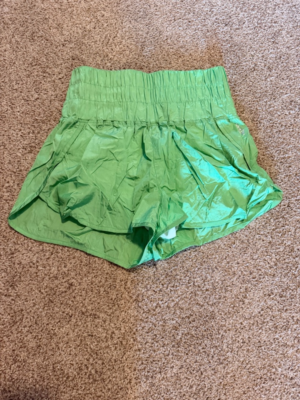 FP Movement by Free People Bright Green Smocked Waist Athletic Shorts